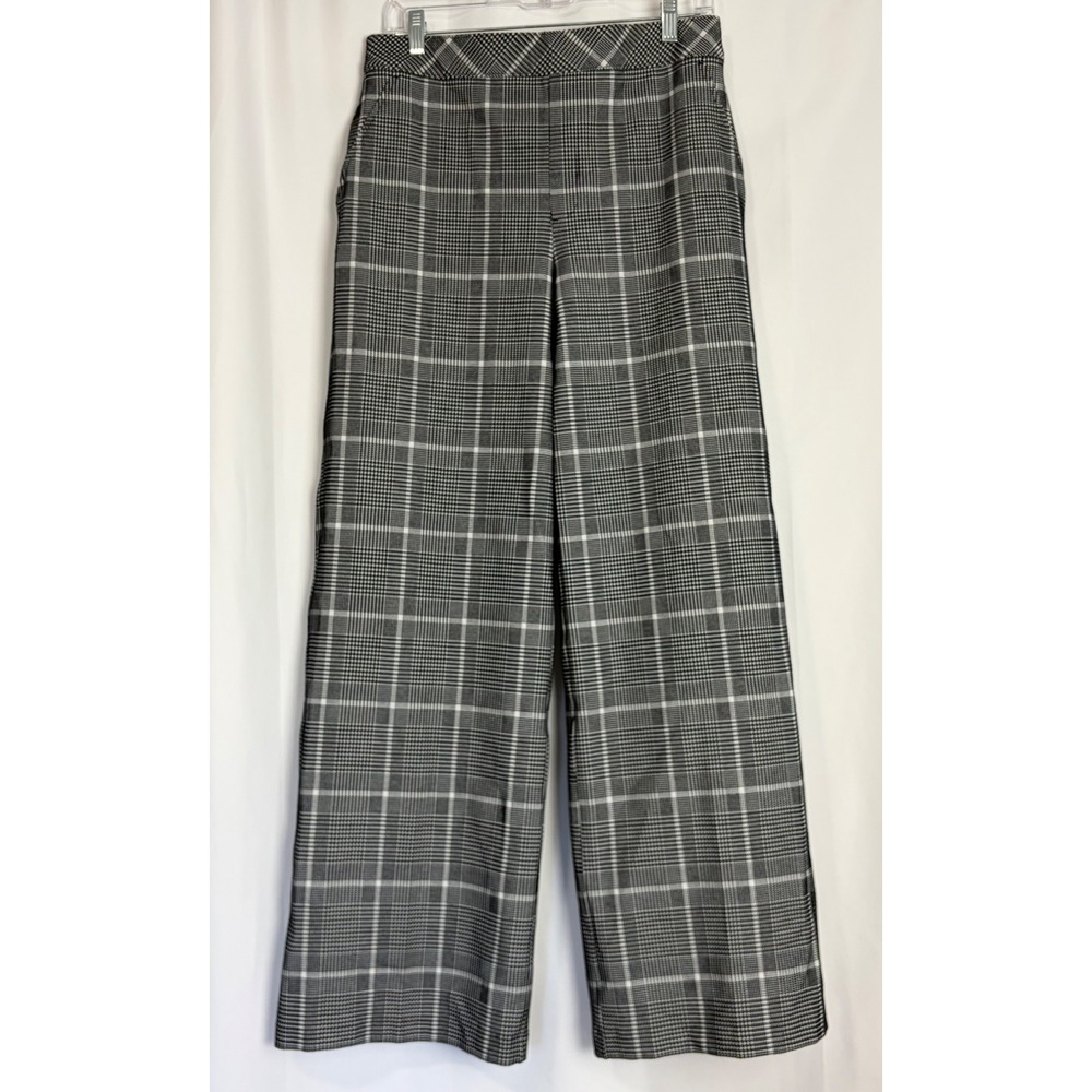 Spanx The Perfect Pant Wide Leg Glen Plaid Black White High Waist Large